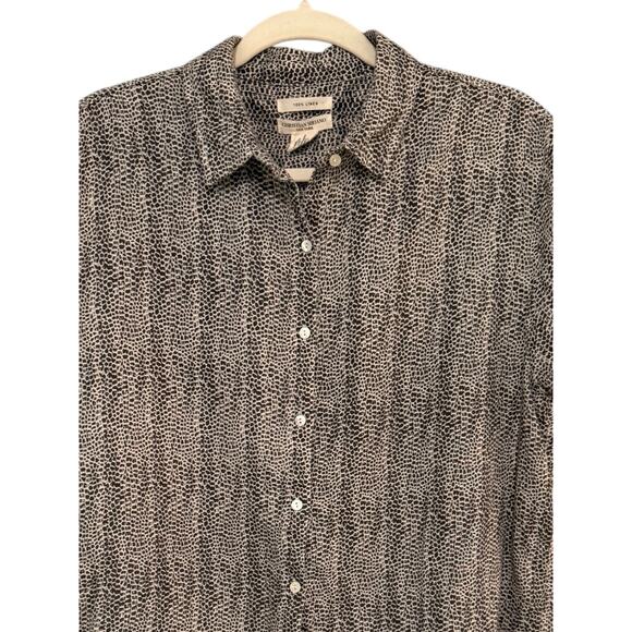 Christian Siriano Linen Animal Mini Print Button Up Short Sleeve Linen Top M - Picture 6 of 7